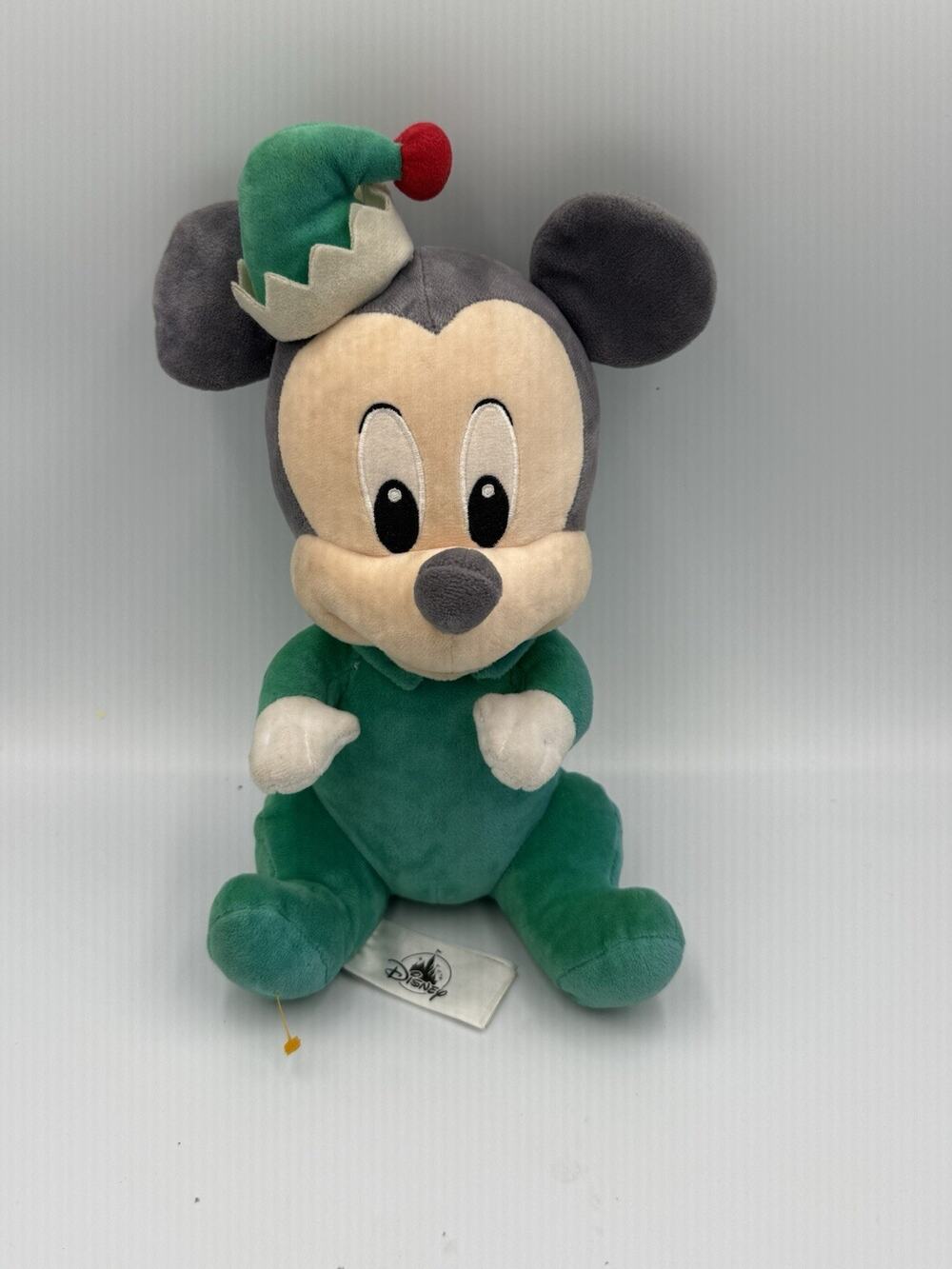 Disney Babies Mickey Mouse Holiday Christmas Plush Green Elf 11" Stuffed Toy